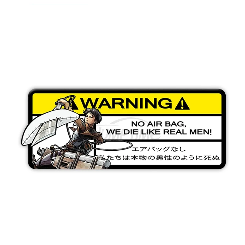 

Warning Car Sticker for Levi Attack on Titan AIR BAG WARNING Anime Vinyl Decal Waterproof 13cm*4cm