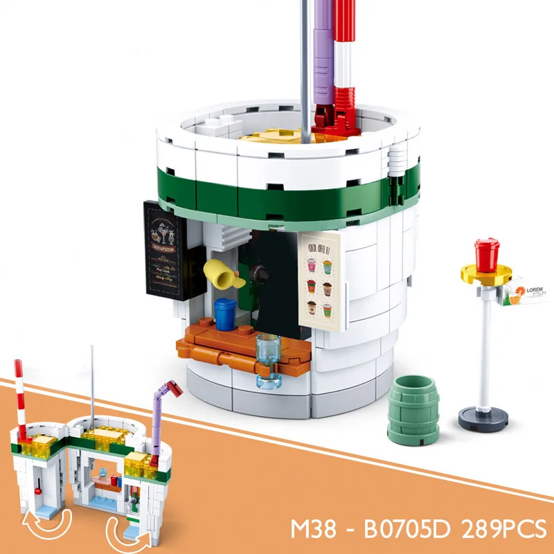 

Sluban Mini City hamburg Street View Building Block toy neighborhood floor retail store restaurant model brick for children gift