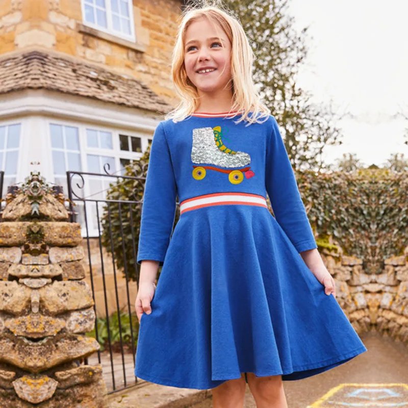 

Girls Casual Autumn Long Sleeve Dress Cotton