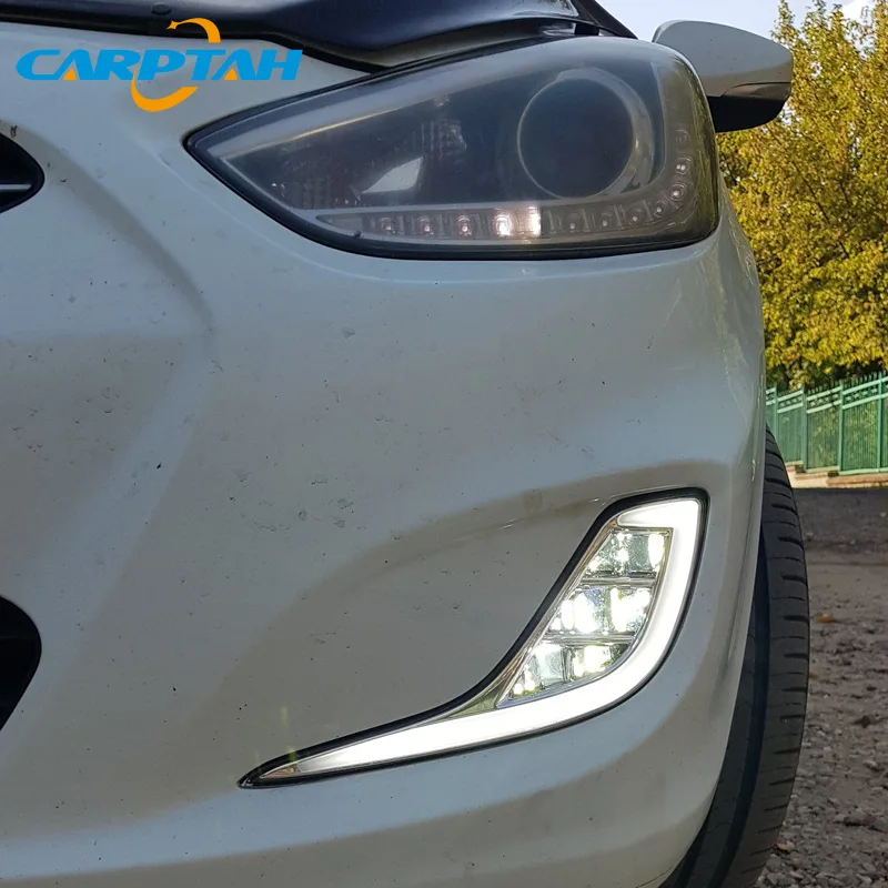 Светодиодный дневной светильник для Hyundai Accent Solaris 2010 2013 Водонепроницаемый желтый