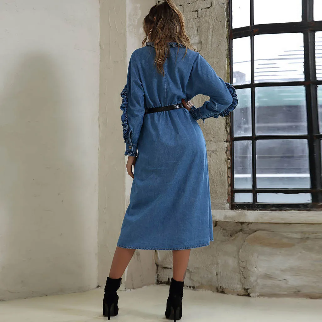 & 35 женские джинсовые штаны размера плюс платья на шнуровке с оборками пуговицах