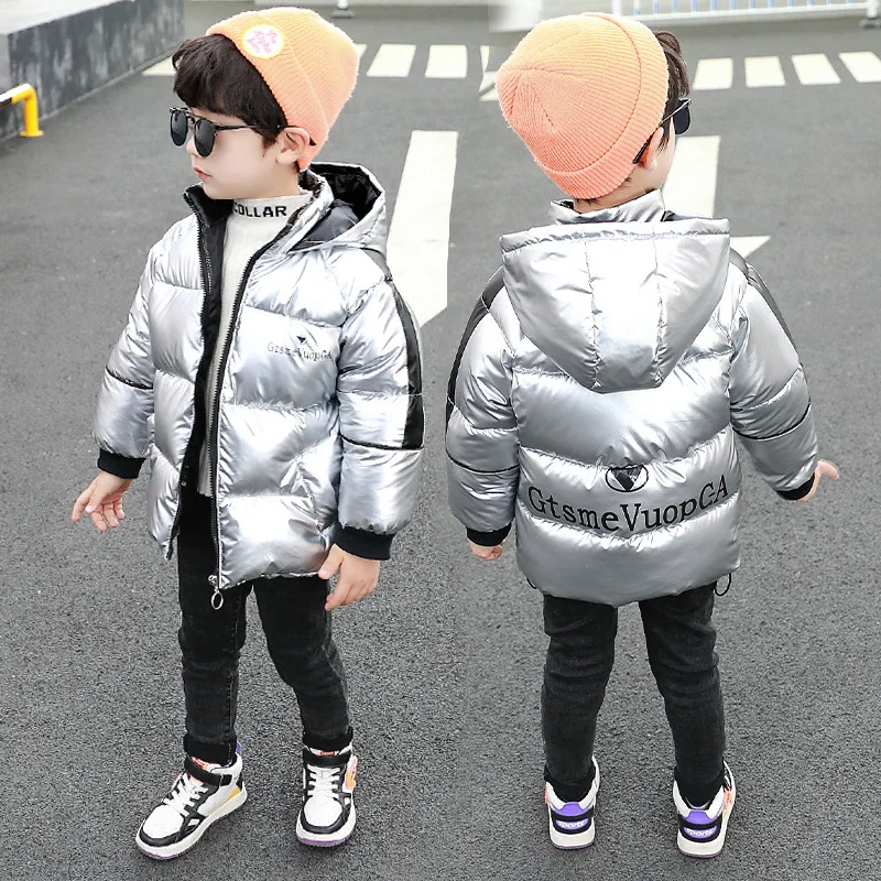 

Rlyaeiz 2019 Fashion Glossy Children's Winter Jackets for Boys Parka Coats 80% Down Boys Jackets Thicken Warm Clothes Age 2-9Y