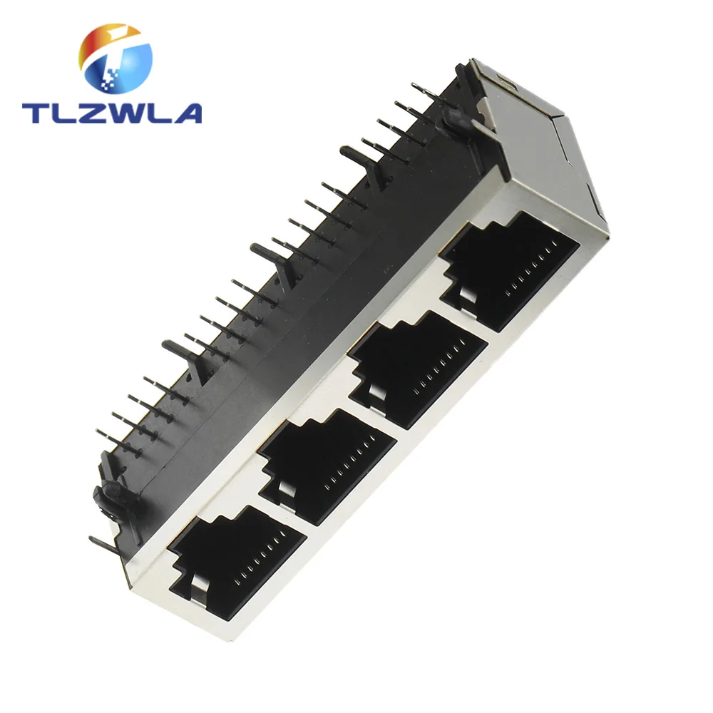 5Pcs 1*4 4 Ports Shielding RJ45 8P8C Female Jack Connector without LED PCB Mount Network Internet Modular | Обустройство дома