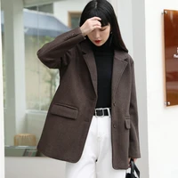 fashion autumn and winter women casual woollen blazers and jackets work office lady suit business female blazer coat