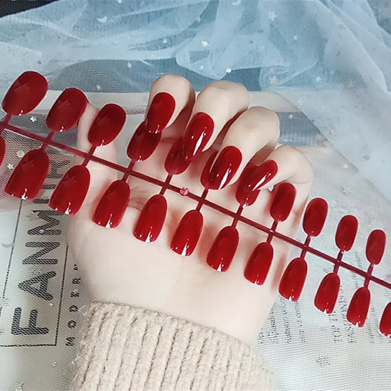 Длинные накладные ногти с круглой головкой Nusx элегантные полным покрытием для