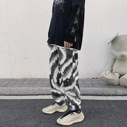 

American retro loose straight-leg jeans men's tide brand tie-dye drape casual daddy pants
