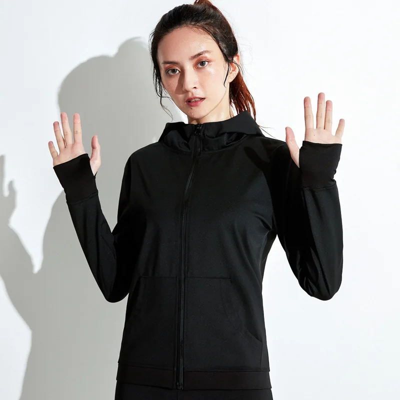Женские беговые куртки с капюшоном куртка для бега тренировок йоги топы