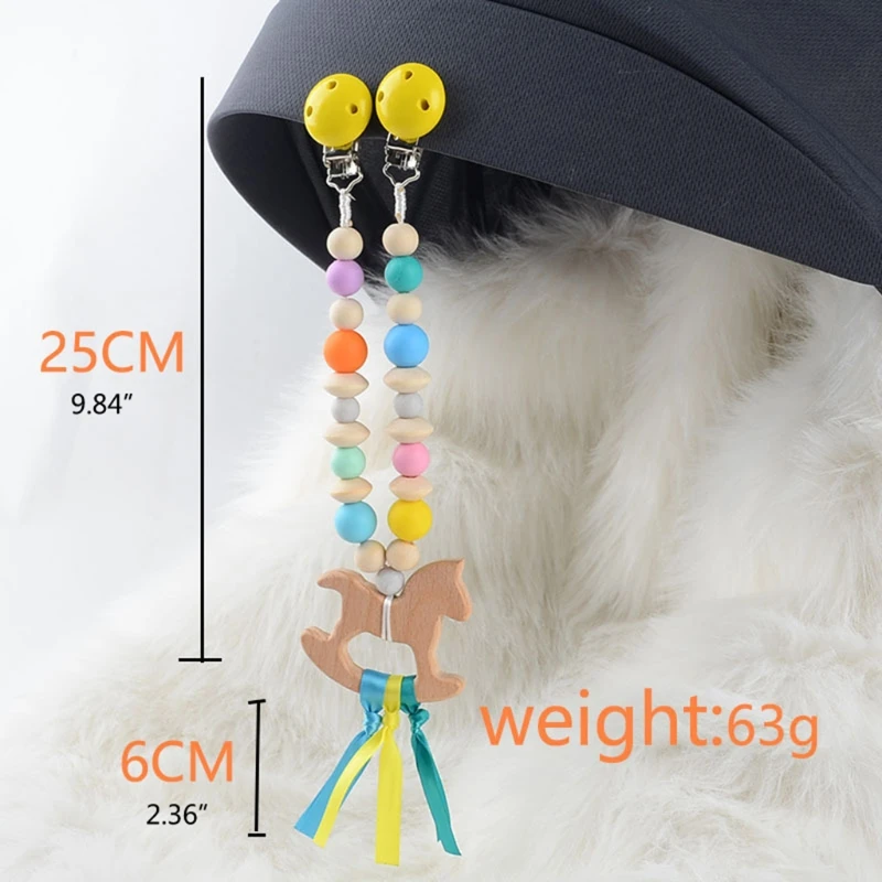

Baby Teether Stroller Pendant Pacifier Chain Rattle Pram Clip Wooden Animal Toy K3NE