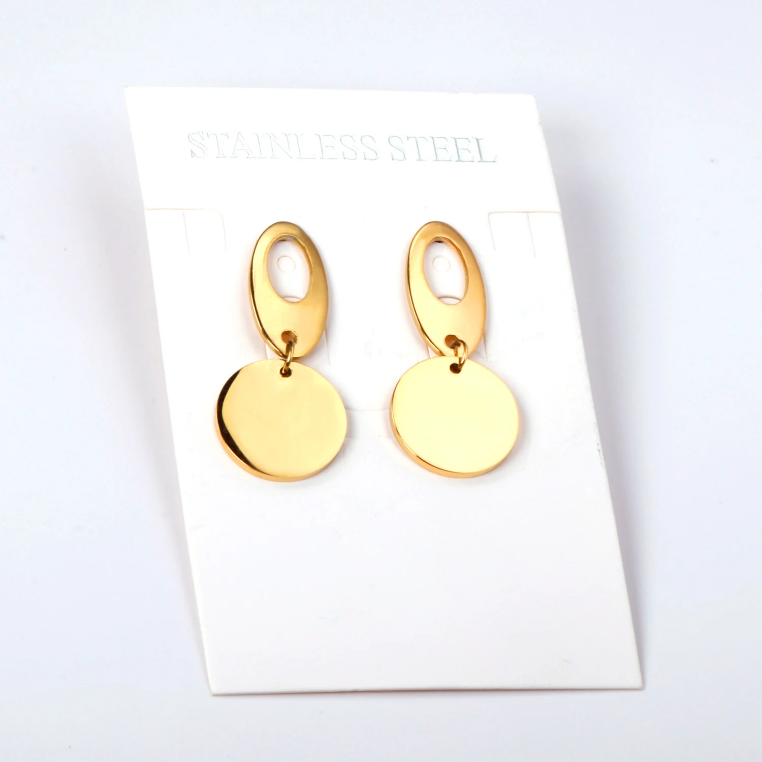 

Gold/Silver Color Round Pendant Dangle Earrings 316L Stainless Steel Fashion Jewelry for Women Girl Party Gift Daily Wear