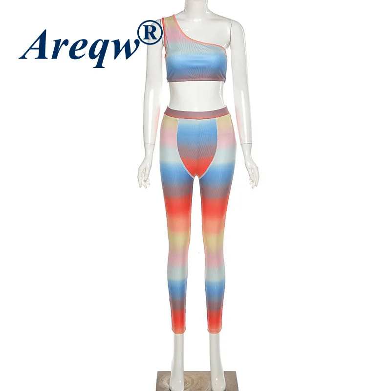 

2021 Summer Women's New Striped Temperament Sleeveless Slim Vest Sports and Leisure Suit