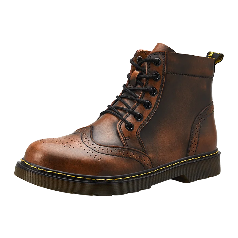 Высококачественные мужские ботинки из натуральной кожи зимние