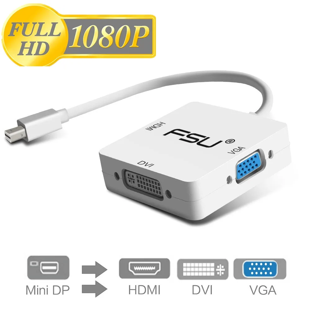 1080P Thunderbolt Mini display DP к HDMI DVI VGA Кабельный разъем для Apple Mac Book Pro Air Monitor мини адаптер DP к HDMI