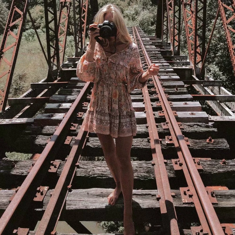 Винтажное шикарное женское платье с галстуком и цветочным принтом Пляжное