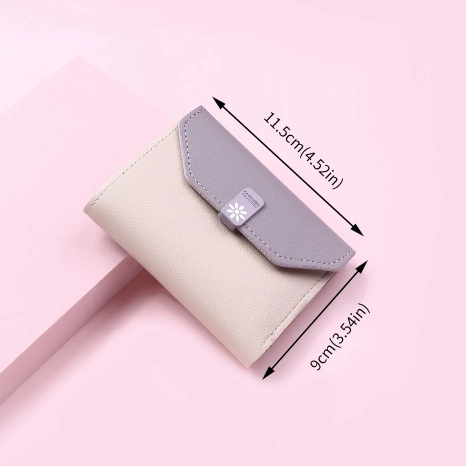 

New Women Wallets Printed Flower Zipper PU Leather Coin Purse Mini Key Chain Small Wallet Multi-card Bit Card Holder Clutch 2021