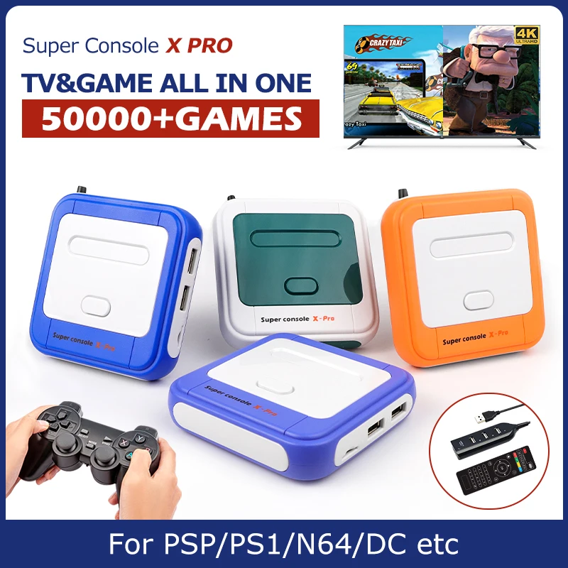 

Super Console X Pro Video Game Consoles Built-in 50000+ Games 50+ Emulators For PSP/PS1/N64/DC/NES TV Box With Wireless Gamepad