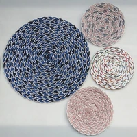 colorful placemat for kitchen table round coasters cup pad dining table decoration cotton tableware pad napperon de table