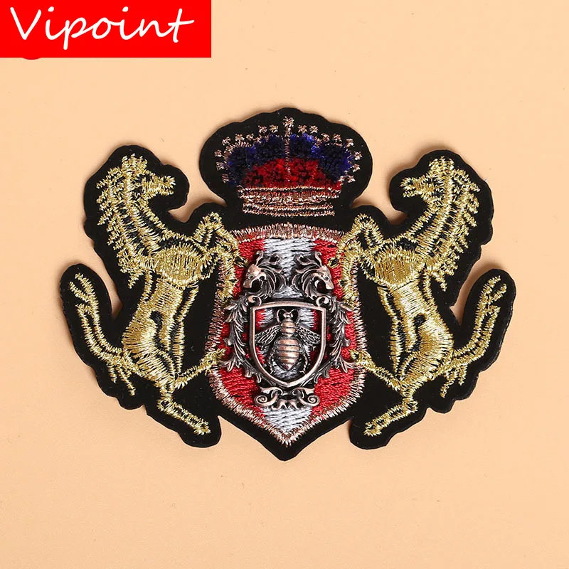Випоинт зубная щетка вышивка Металлический патч пчела лошадь Корона патчи