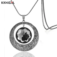 kioozol vintage classic big round crystal micro inlaid cubic zirconia hollow pendant for women statement jewelry 316 ko3