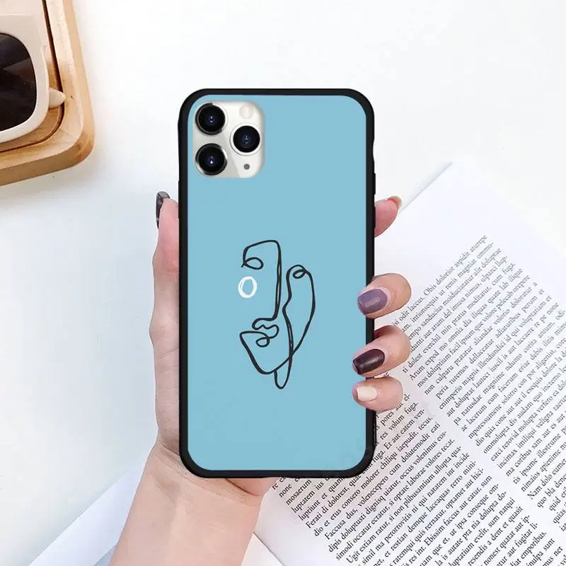 

Abstract artistic face line Phone Cases for iPhone 11 12 pro XS MAX 8 7 6 6S Plus X 5S SE 2020 XR Luxury brand shell funda coque