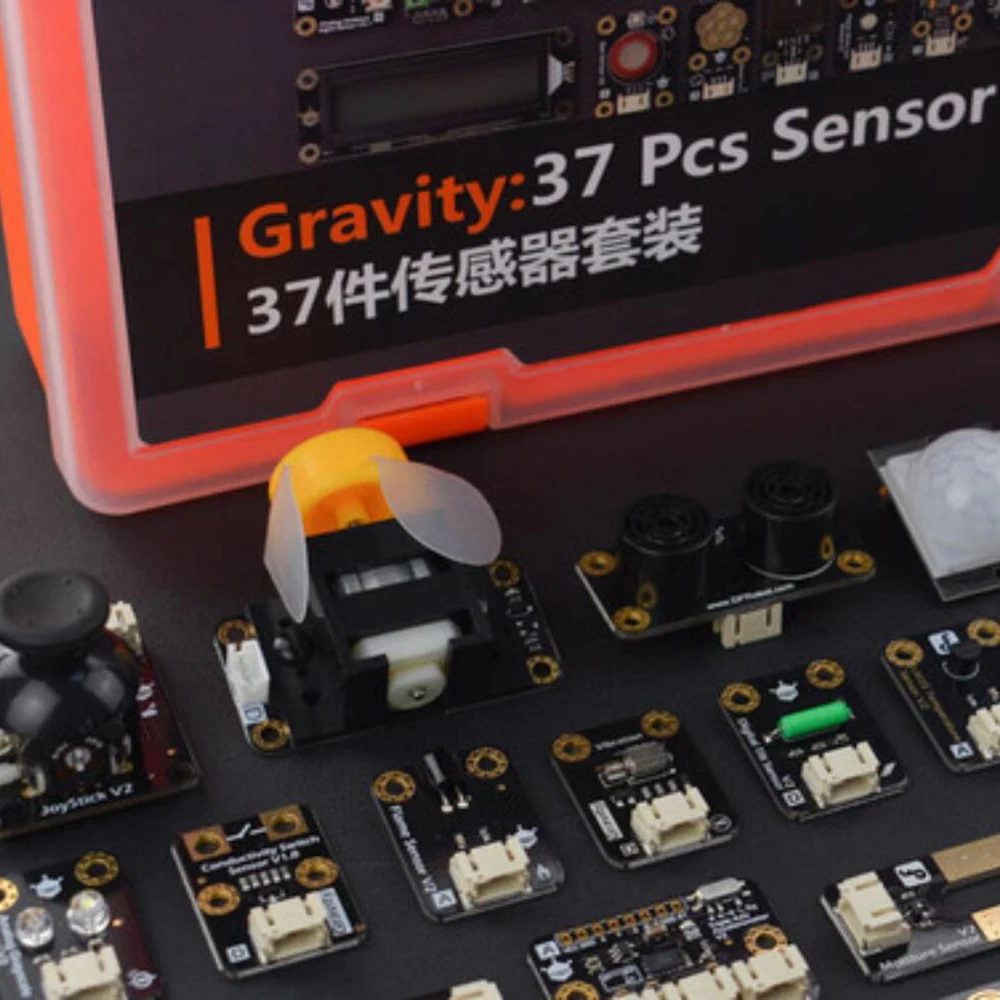 DFRobot Gravity 37 Pcs Sensor Set Kit support Arduino BBC micro:bit ESP32 mind+ Scratch3.0 youngster visual Python programming | Компьютеры