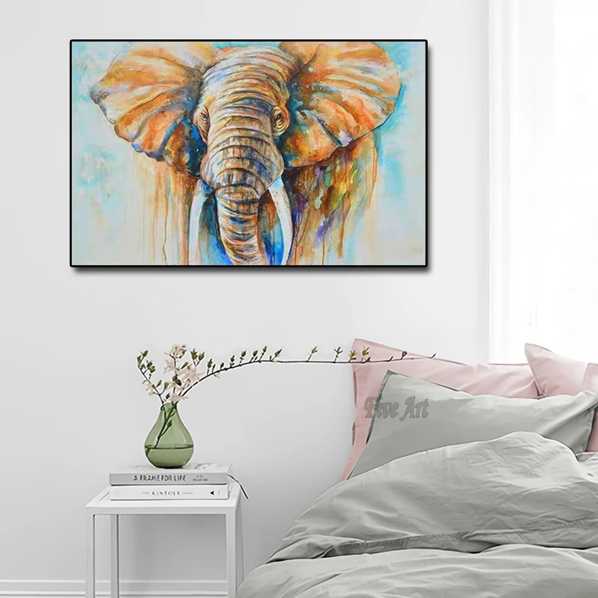 

Handmade Abstract Wall Art Modern Lovely The Elephant Abstract Decor Lovely Animal Oil Painting On Canvas For Living Room Decor