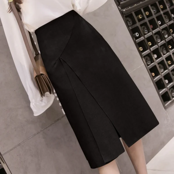Элегантные однотонные стиль Харадзюку юбка для женщин 2020 Осень-зима длина до