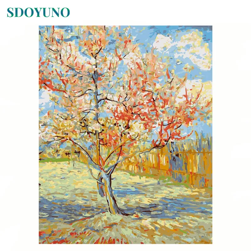 

Картина по номерам на холсте, пейзаж, цветение персика, 60x75 см