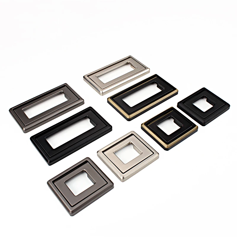 

1 Pcs Punch-free Wardrobe Hidden Drawer Concealed Handle Black Modern Simple Pull Ring Flat Handle