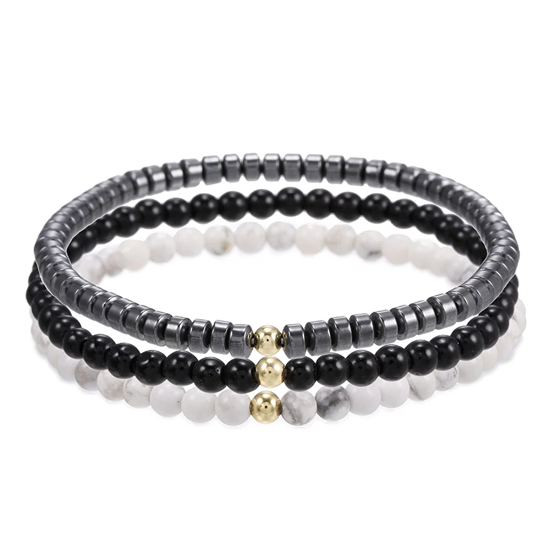 

Simple 2pcs/set Beaded Hematite Bracelet Men 8mm Lava Matte Stone Bead Charm Men Bracelet Sets Jewelry Gift Pulsera Hombre