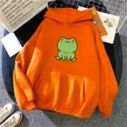 Женская толстовка в стиле Харадзюку, пуловер в виде лягушки, модная новинка, милый бархатный свитшот с длинным рукавом и капюшоном, топ, кавайная одежда