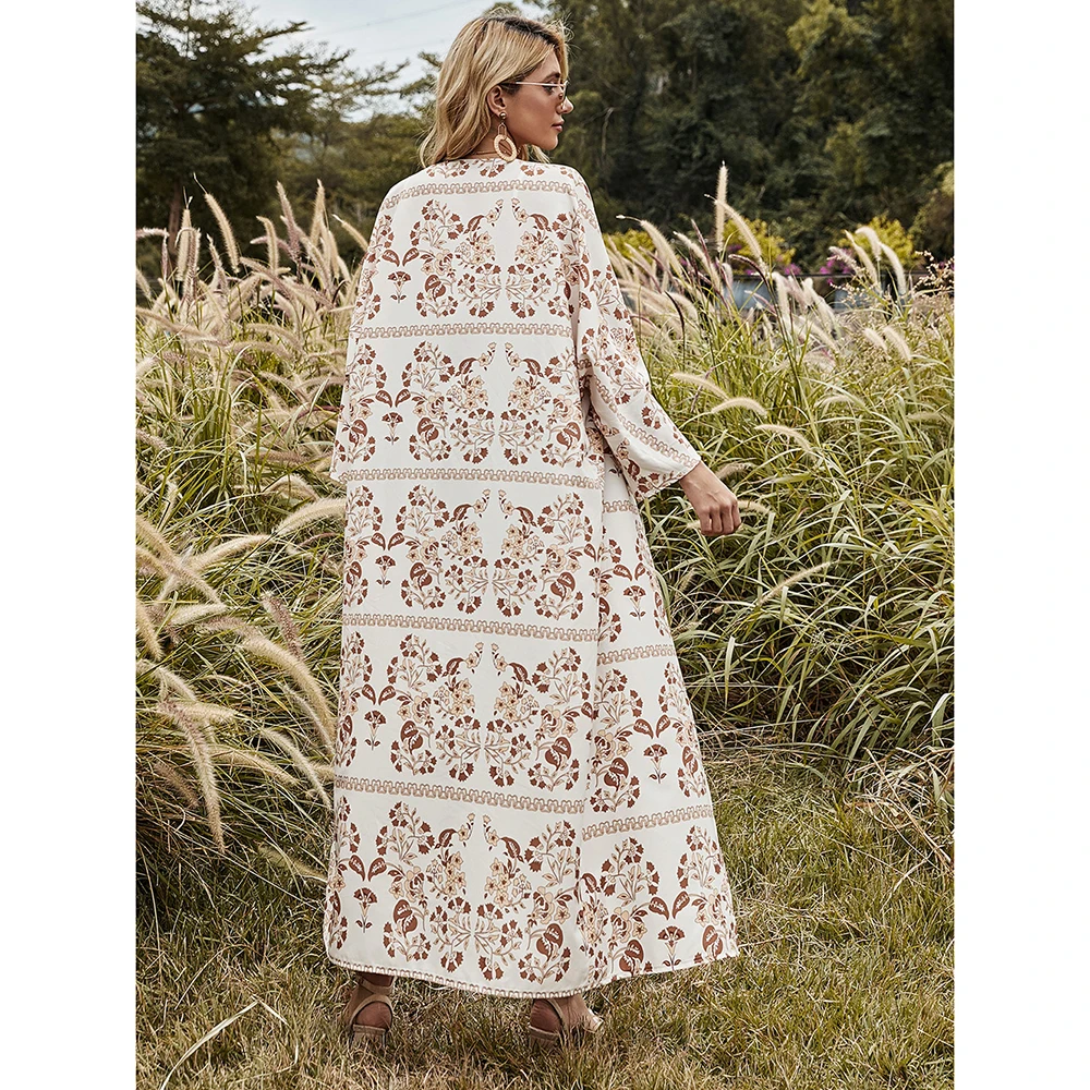 

Wholesale Custom Retail Factory Price High Quality New Women's Fashion Hot Selling Strap Cardigan Cover Printed Long Shirt