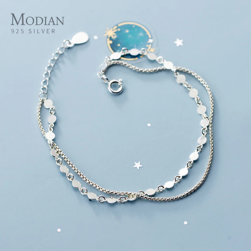 Modian подлинный 925 стерлингового серебра модный простой двухслойный нерегулярный