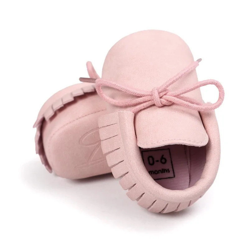 

PU Suede Leather Newborn Baby Boy Girl Moccasins Fringe Soft Soled Non-slip Footwear Crib Lace-up Shoes