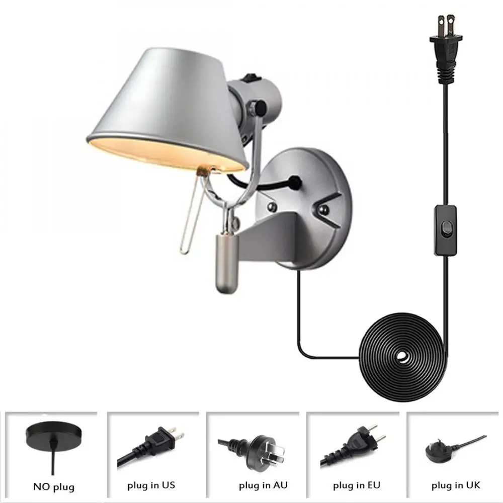 

Retro Industrial Edison Wall Sconce, Simplicity Metal Wall Light Fixtureupgrade Silver Finish Shade Wall Lamp, E26 Base