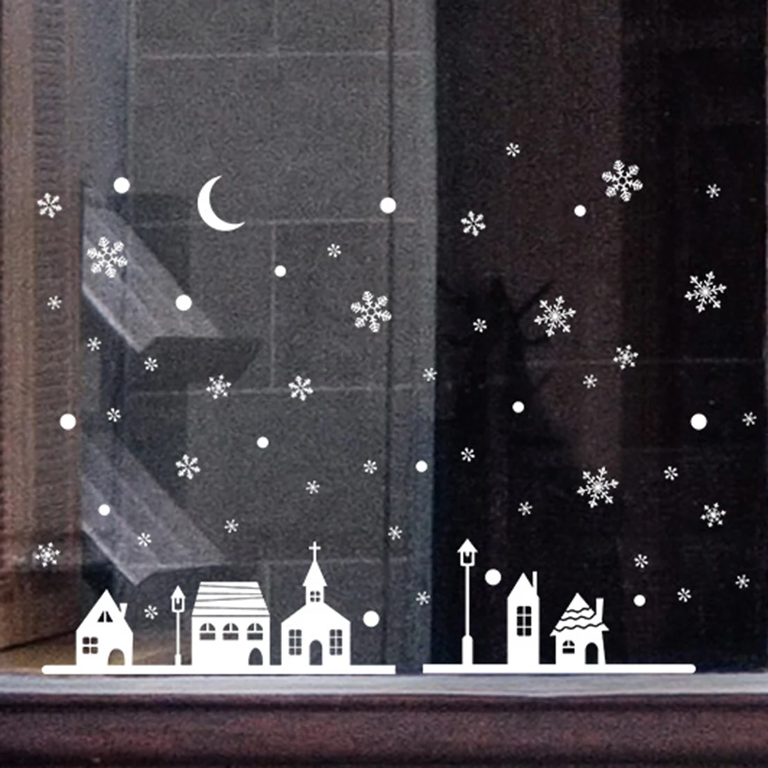 Static Cling Christmas Snow Scene Window Stickers Snowflakes Decoration | Дом и сад