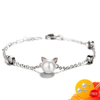trendy pearl bracelet for women 925 silver jewelry ornaments cat shape bracelets wedding engagement promise party gift wholesale