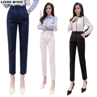women pencil pants spring autumn ladies office formal trousers casual female high waist slim business pants black white blue