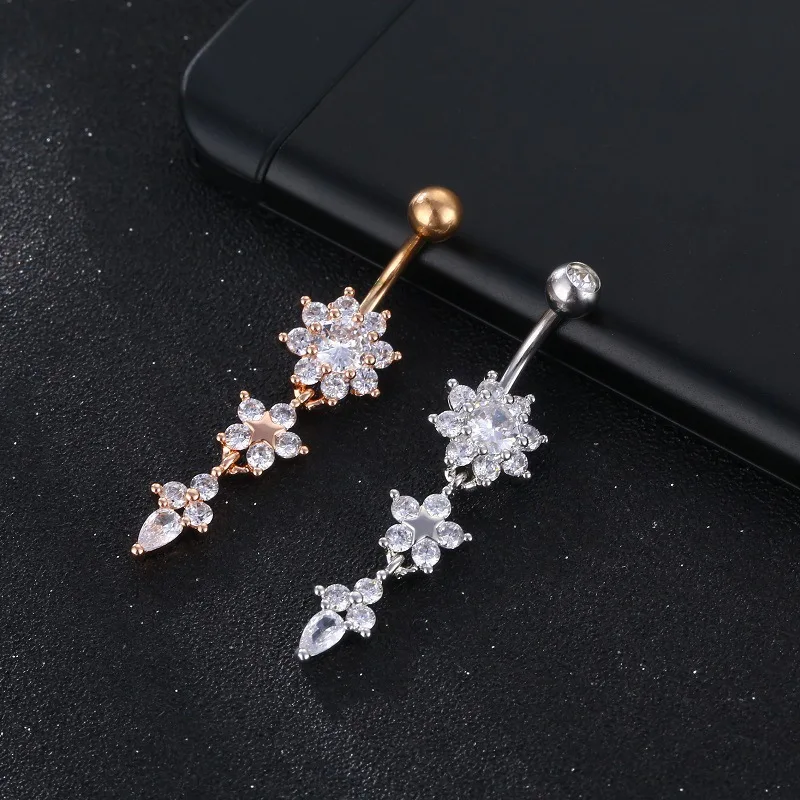 

1PC Sexy Women Fashion Piercing White Color Crystal Zircon Belly Sexy Navel Piercing Surgical SteelBelly Bar Pircing Ombligo