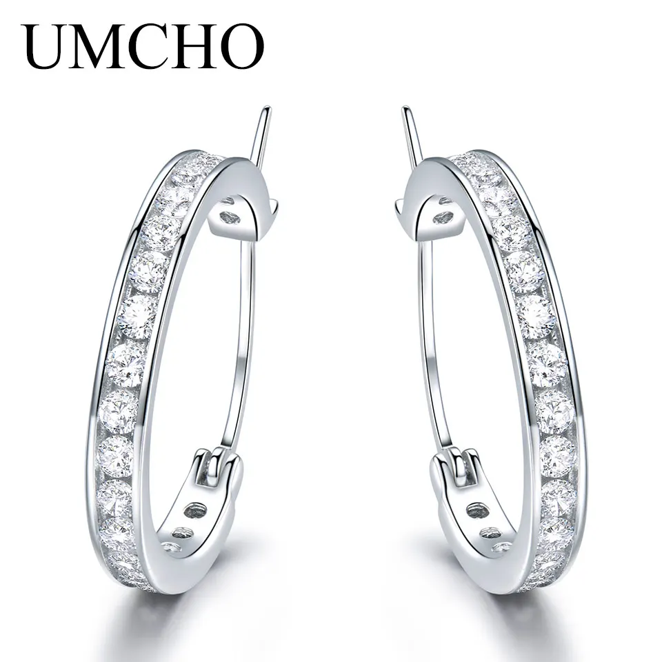 Женские серьги кольца UMCHO роскошные однотонные из стерлингового серебра 925 пробы
