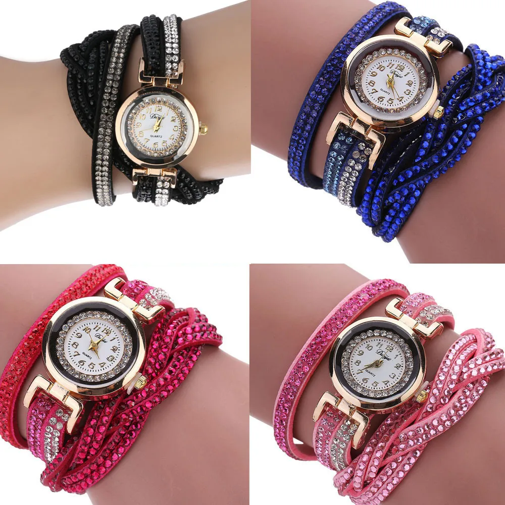 Женские кварцевые наручные часы с браслетом роскошные женские золотым