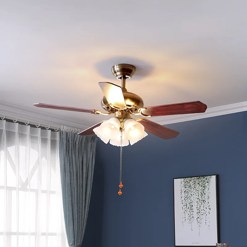 

42 inch American Vintage Ceiling Fan With Lights Remote control switch Ventilador De Techo 220 Volt Bedroom Light Lamp E27 Bulbs