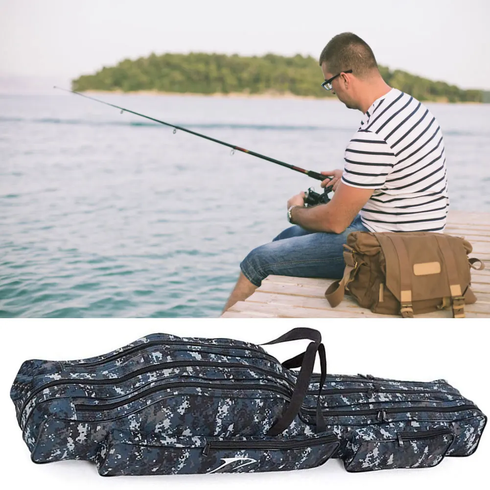 

Fishing Bag Portable Fishing Gear Tackle Carrier 3 Layer Travel Rod Tools Fish Pole Tools Storage Bag 1280D Canvas Three Layer