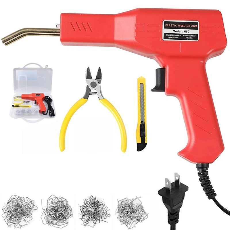 

50W Hot Stapler, Plastic Welding Machine Car Bumper Repair Kit, Plastic Welding Repair Kit with Carry Case US Plug