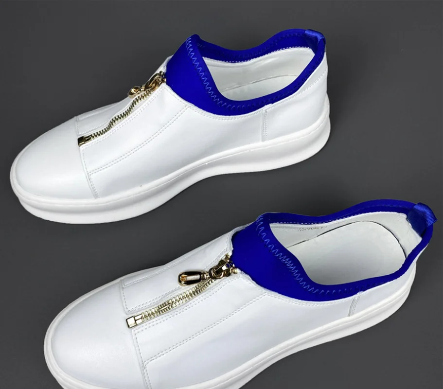 

White Celebrity Men Flats Punk Sneakers Young Male Casual Board Shoes