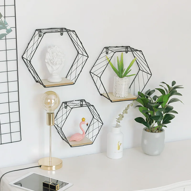 Скандинавская настенная декоративная полка для хранения современная