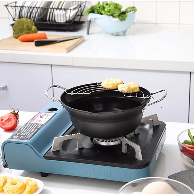 20 см/24 см, японский стиль, темпура, фритюрница, мини, для приготовления пищи, горшок с стоком из нержавеющей стали, кухонная посуда, посуда