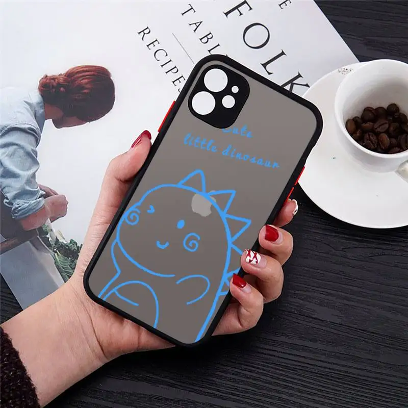 

Dinosaur Simplicity cartoon cute Phone Cases matte transparent For iphone 7 8 11 12 plus mini x xs xr pro max cover