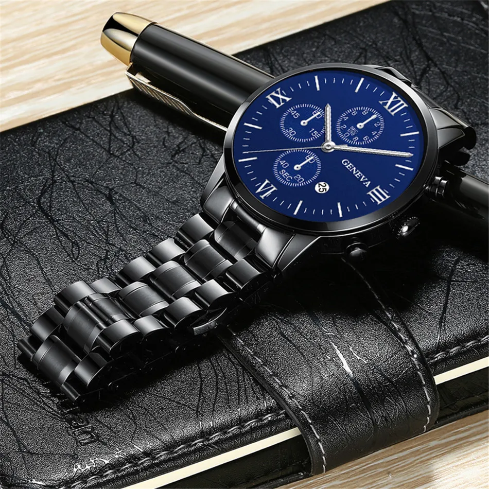Watch Men Fashion Business Watches Luxury Calendar Clock Man Stainless Steel Quartz Wrist Watch reloj hombre