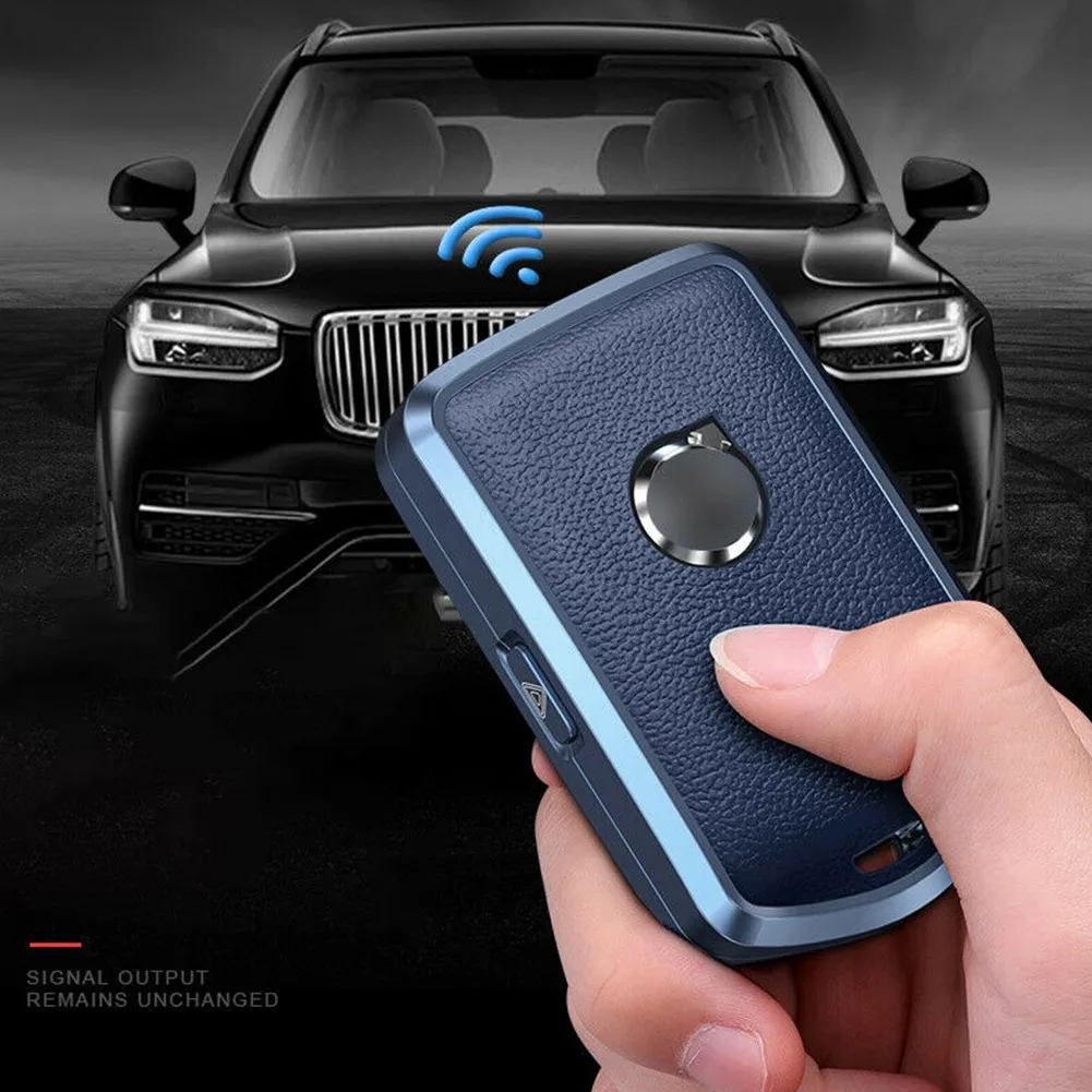 

1Pcs Car Key Cover Shell Key Fob Key Chain Kit Leather Alminium Alloy Case Auto Accessories For Volvo S60 S90 XC60 XC90 V90 V70