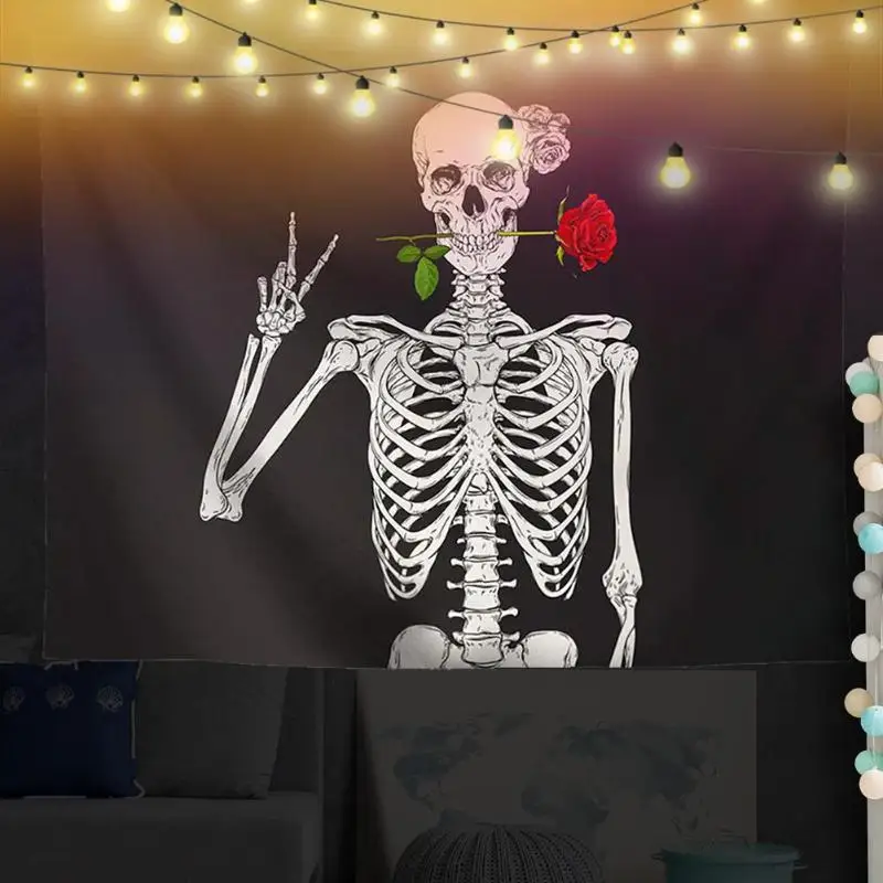 Настенный подвесной гобелен с принтом мандалы и черепа коврик для йоги декор